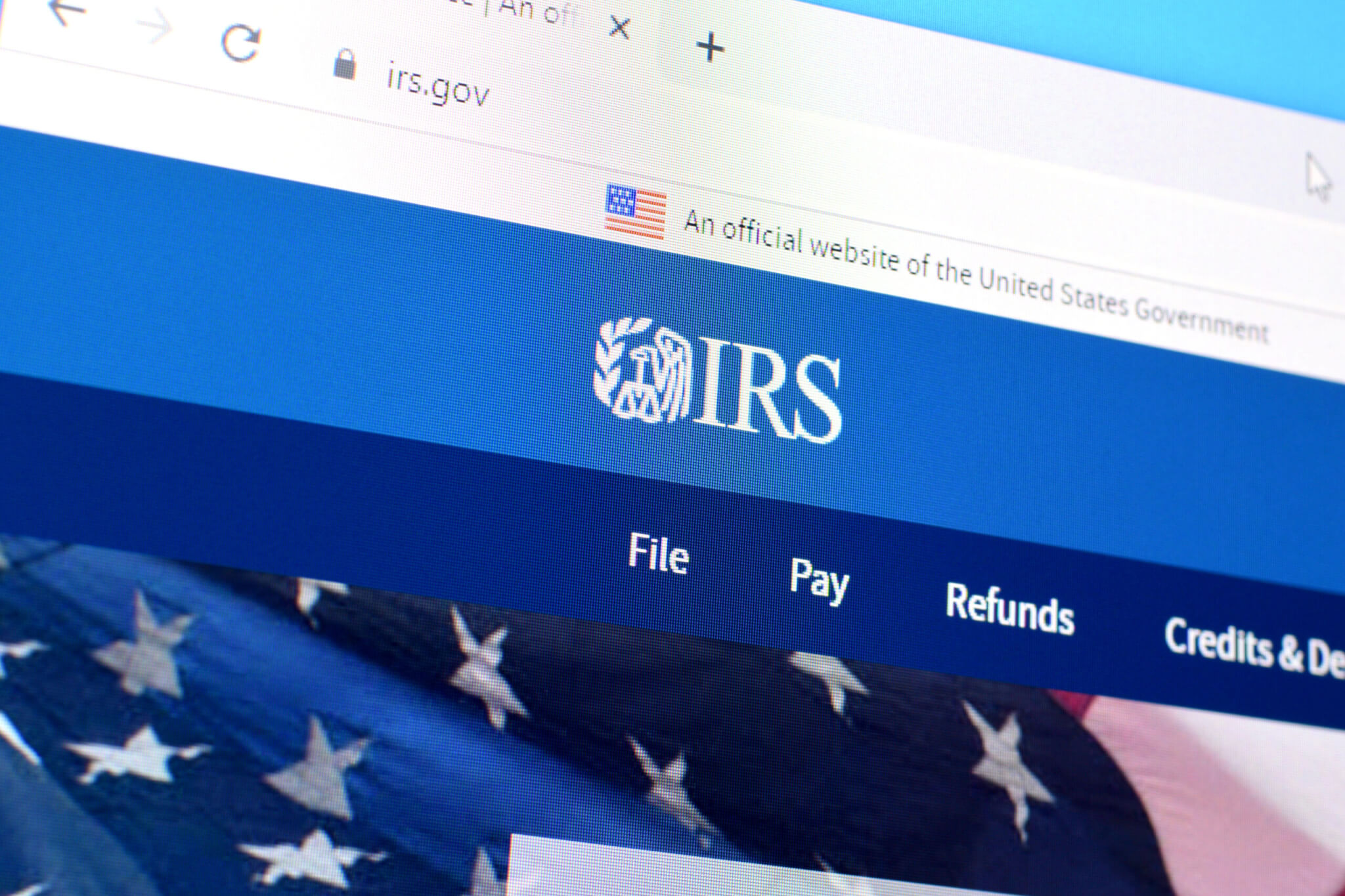 image of the IRS website.